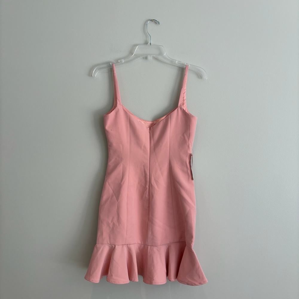 Bardot Gigi Ruffle Hem Fit & Flare Blush Pink Mini Dress Size 4 - Picture 4 of 10
